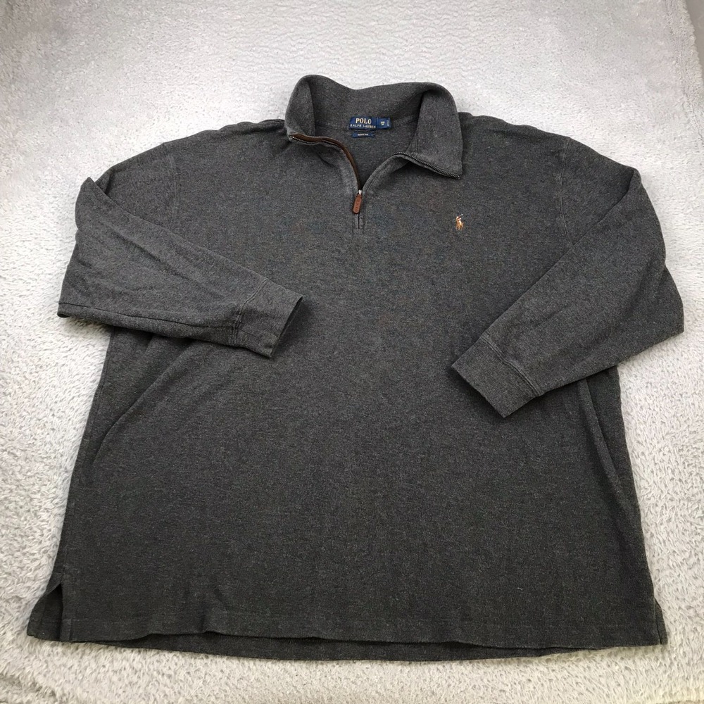 Polo Ralph Lauren Estate Rib 1/4 Zip Pullover Sweater Mens 3XB Big Gray Cotton